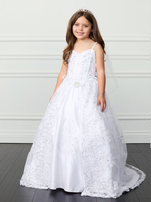 Girls Sweetheart Neckline & Maria Embroidery Communion Dress 7-18
